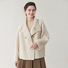 双面羊毛大衣女中长款新款高端小个子毛呢秋冬高级感外套，女装双面呢大衣，优远毛呢大衣