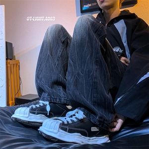 美式ins高街hiphop重工艺水洗直筒工装牛仔裤货号K691P60图片