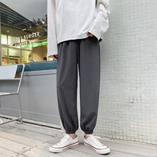 新款春夏九分直筒冰丝束脚休闲百搭裤2027-特批20,男装休闲裤,星座718-1