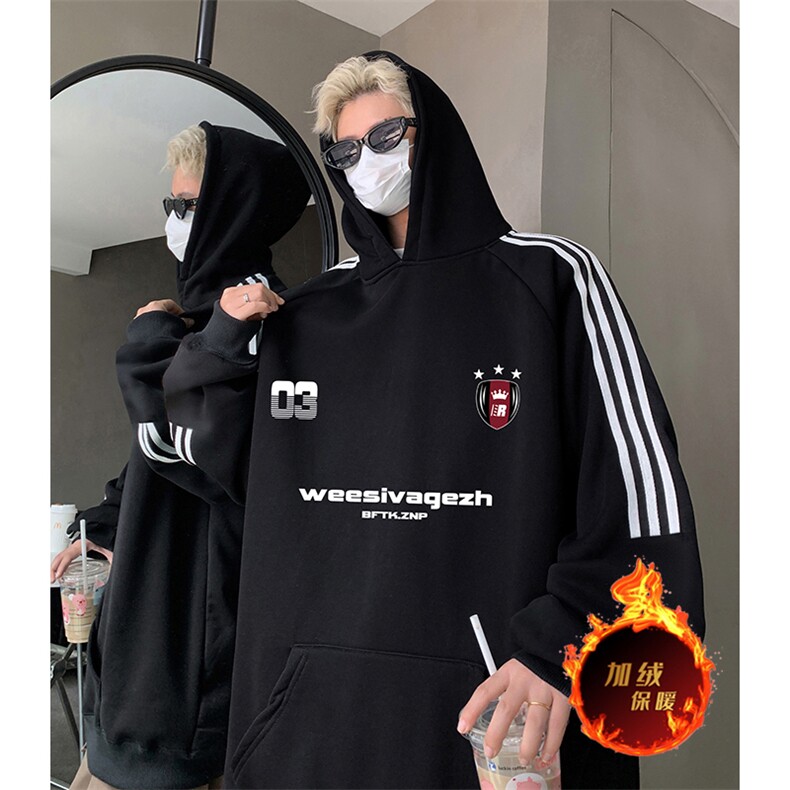 抖音得物供货提供视频秋冬重磅美式宽松织带连帽卫衣0401,男装卫衣,电商A486