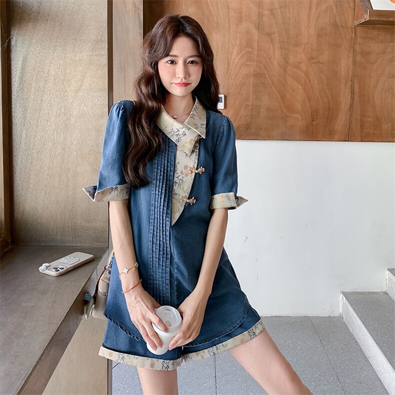 现货2025夏季牛仔拼接套装2C230-8866-P145-K218,女装套装/套裙,2C230