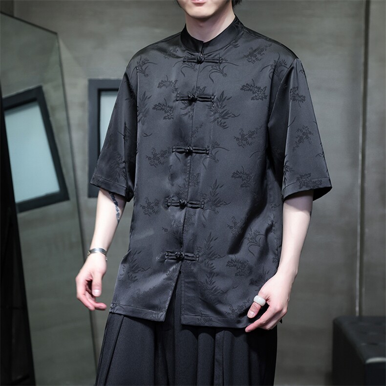 夏季新款短袖风中式提花短袖衬衫开衫男T2802-P65图片