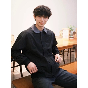 网图有货 千鸟格拼接领口门襟黑色复古夹克外套男女 A873-P58图片
