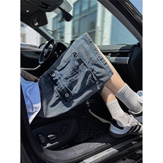 多口袋牛仔短裤男潮流街头水洗做旧宽松阔腿七分裤子1147P47，男装牛仔裤，星座410-2