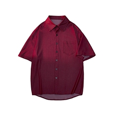 8XL-M冰丝牛仔短袖衬衫男款夏季薄款宽松慵懒衬衣外套DC28006P60，男装T恤，电商B312