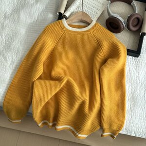 时尚气质圆领长袖百搭简约儿童针织衫图片