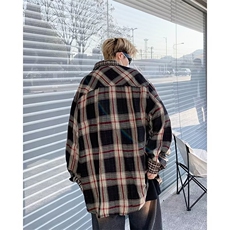 网络图现货！cleanfit高街格子衬衫设计感小众情侣衬衣RC146-P65，男装衬衫，星座1005-6