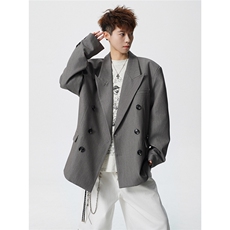 双排扣大码M-5XL西服男成分96%聚酯纤维4%氨纶XF78127P85控128，男装西服，星座227-7