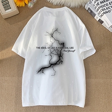 可48小时发货支持抖音得物来样二开美式满天星亮片短袖T恤MTX636，男装T恤，电商A486-1