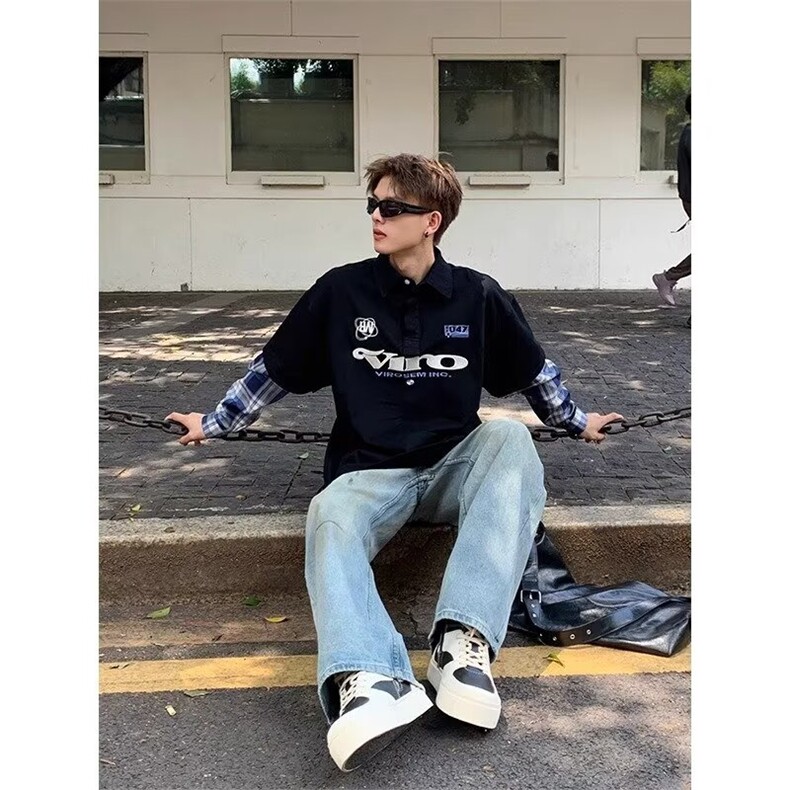 5542-P50美式港风潮牌宽松拼色长袖休闲卫衣，女装卫衣/绒衫，星座617A-2