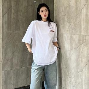 万针全刺绣工艺抖音得物高品质260克重磅纯棉双纱美式高街短袖T恤图片