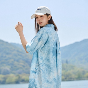 短袖衬衫新款夏季设计感扎染宽松休闲女款衬衣 A406 C6050 特P38图片