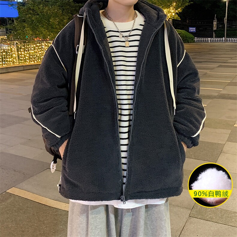 冬装青少年加厚羊羔绒连帽外套潮牌羽绒服男女8153-P195控价268,男装羽绒服,电商A441-1