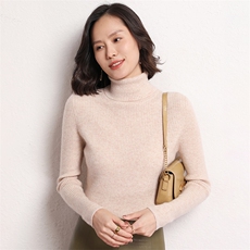 时尚潮流2024年秋季新款保暖时尚女士35%绒高翻领羊绒衫，女装羊绒衫，艾米娇羊绒