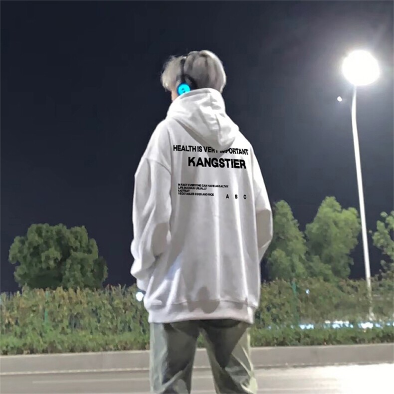 抖音得物品质380克全棉美式宽松两粒扣印花连帽卫衣ACM2202,男装卫衣,电商A443