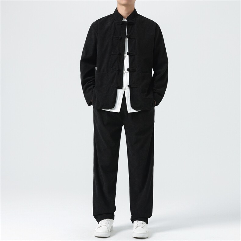 男士外套灯芯绒夹克套装盘扣立领风XZ1512-2501套装-P110，男装休闲套装，星座1512