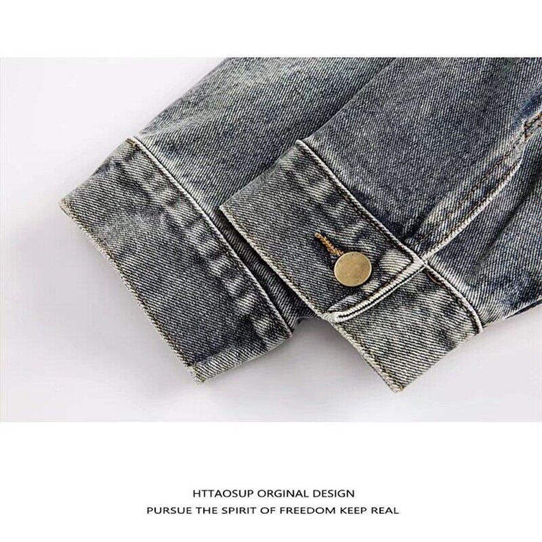 复古水洗蓝牛仔外套女春秋季情侣款拉链撞色夹克网图JK1242-P78,男装夹克,星座302B-3
