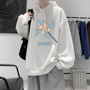 WY2112-P35 纯棉连帽卫衣男大码运动帽衫宽松薄外套男图片