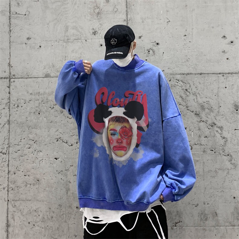 水洗做旧加绒加厚卫衣男23冬高领头像印花打底衫XZ514-2-X58-P78,男装T恤,星座514-2(原B239)