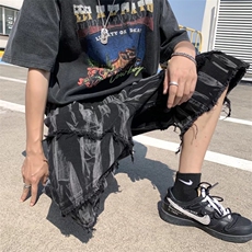 ins欧美高街暗黑扎染印花毛边牛仔短裤潮Z20P38，男装牛仔裤，星座1116-2