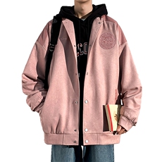 港风新款宽松麂皮绒拼接PU皮棒球服夹克外套男JK7709P75，男装夹克，星座1204-3