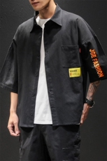 美式风简约短袖衬衫男薄款宽松户外休闲百搭翻领衬衣C742-特价35，男装T恤，电商A007