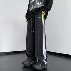 休闲裤男韩版潮流条纹拼色字母刺绣2024秋冬新款ins长裤K4653-P40，男装休闲裤，星座412-3