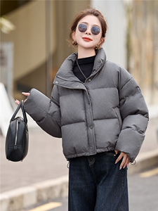 短款羽绒服女2025冬季新款小个子宽松立领白鸭羽绒面包服外套图片