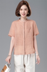 棉麻衬衫女2024夏季新款中年妈妈I洋气亚麻小个子时尚，女装衬衫，阿丹
