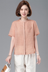 棉麻衬衫女2024夏季新款中年妈妈I洋气亚麻小个子时尚图片
