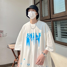 港风圆领印花T恤短袖五分半袖夏季打底衫XT16-P35控48，男装T恤，星座216(原A116)