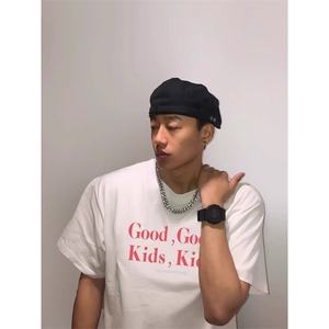 纯棉260g夏季纯棉短袖t恤女情侣装半袖美式版联名潮牌上衣ins图片
