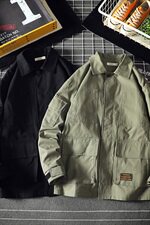 2021春秋季新款日系网格工装大码男休闲翻领夹克外套J966-P80，男装夹克，电商A001