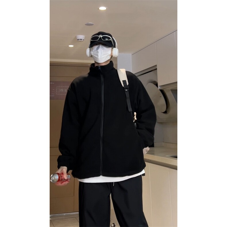 冬季摇粒绒卫衣男加厚男士休闲外套潮流立领内搭男装A266-D01-P35,女装短外套,电商A266