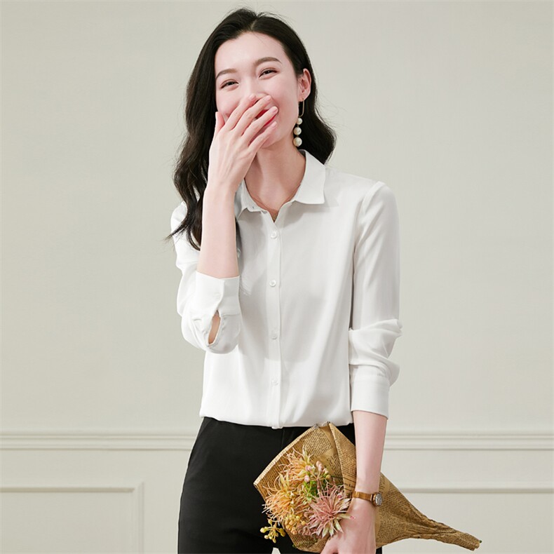 杭州重磅黑色真丝衬衫女高级感长袖2026秋新款通勤百搭真丝上衣，女装衬衫，阿舍尔精品