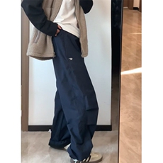 阔腿工装裤男女秋冬加绒加厚休闲直筒防风运动抽绳拖地长裤~Q73，男装休闲裤，星座601-1