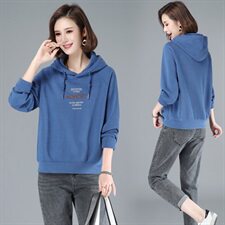 时尚宽松连帽刺绣卫衣女新款韩版百搭显瘦长袖上衣外套秋冬季加绒加厚学生潮，女装卫衣/绒衫，简韵佳