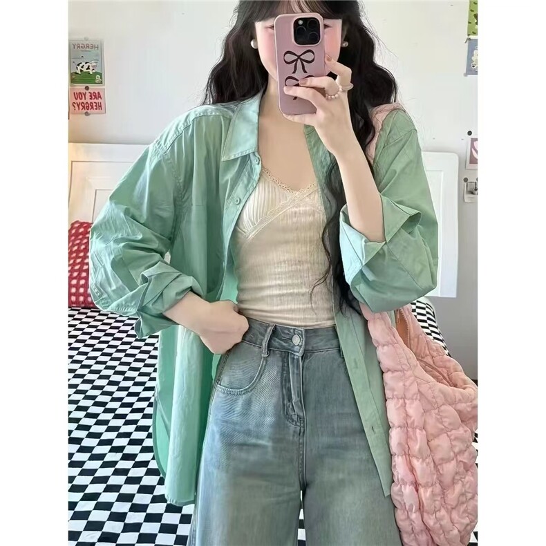 夏季薄款纯棉衬衫女日系小清新宽松休闲情侣款衬衣防晒开衫，男装防晒衣，星座1210-1