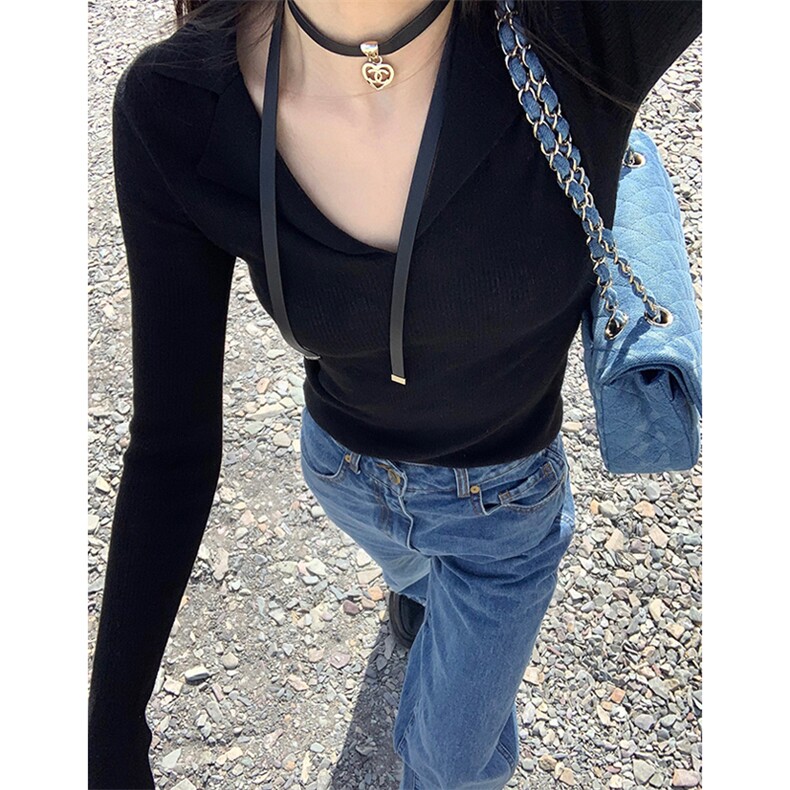 MN1028-P35设计感修身别致打底衫早秋薄款韩系上衣，女装针织衫/毛衣，星座617A-2