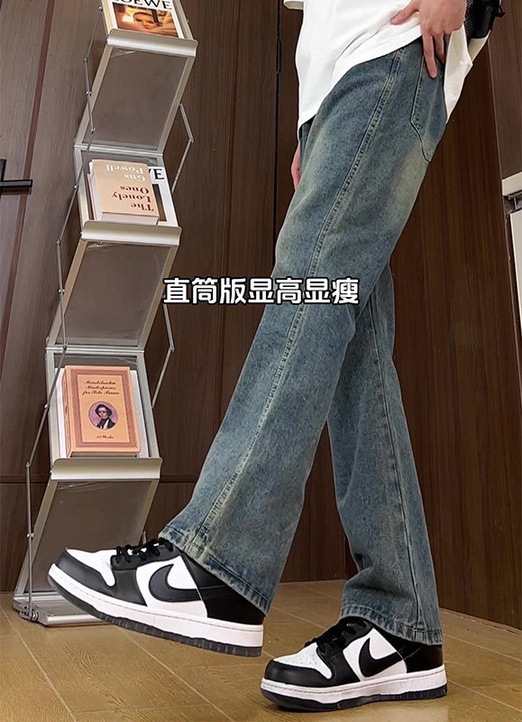 春夏男士美式高街宽松水洗复古松紧腰微喇叭牛仔裤K501-P55,男装牛仔裤,星座1004-3