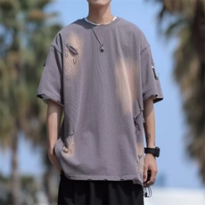 C317-P342024夏季新款港风原宿短袖T恤男ins潮牌百搭五分袖上衣，男装T恤，星座512-6