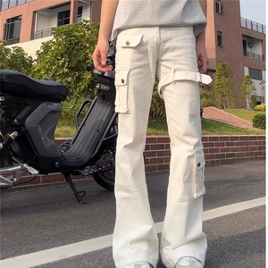 1506-1/K1451杜哒哒/P49高街牛仔裤男春秋季cleanfit绑带工装裤图片