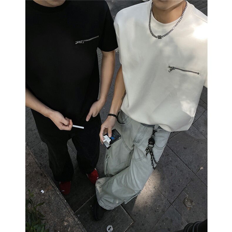 夏季新款圆领拉链设计短袖T恤T2565-特P35控58,男装T恤,电商A072