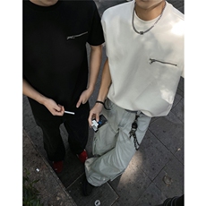 夏季新款圆领拉链设计短袖T恤T2565-特P35控58，男装T恤，电商A072