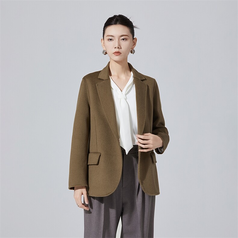 2025秋冬新款短款纯羊毛大衣女气质西装外套双面羊绒大衣毛呢外套,女装毛呢外套,高哲羊绒