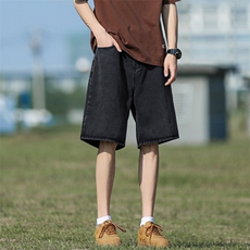 牛仔短裤男夏季美式中裤oversize高街五分裤潮牌复古水洗百搭裤子，男装休闲裤，电商A310