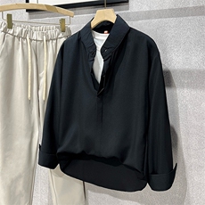 衬衫男长袖春秋上衣潮流轻熟男男装丝光宽松休闲白衬衣A652/P38，男装衬衫，星座506