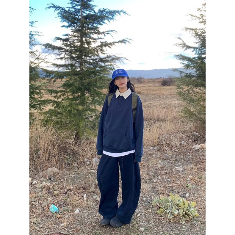 美式套头半拉链卫衣男春秋季潮牌重磅宽松休闲上衣高级感立领外套,女装短外套,星座506A