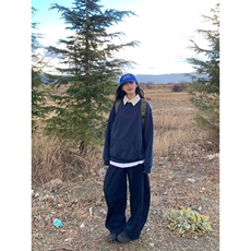 美式套头半拉链卫衣男春秋季潮牌重磅宽松休闲上衣高级感立领外套，女装短外套，星座506A