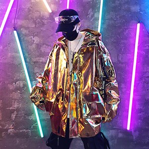 【2025秋冬】骚男hiphop舞台装演出PU皮夹克外套潮牌KK200 P125图片